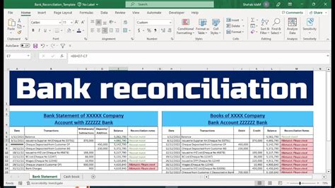 simple bank reconciliation statement format excel