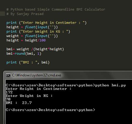 simple bmi calculator python code