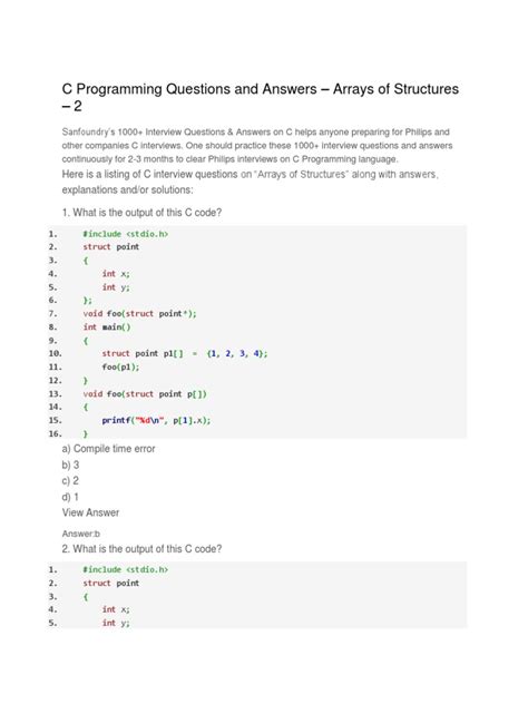 simple c program questions with answers