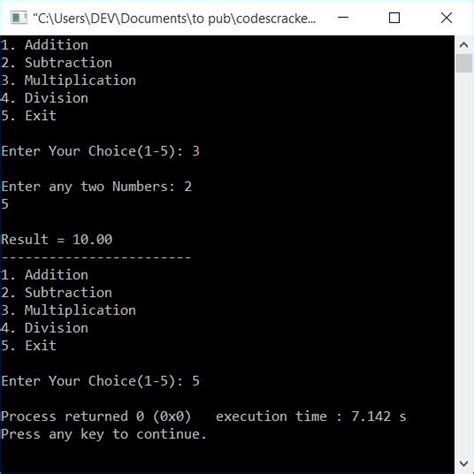 simple calculator program in c using function