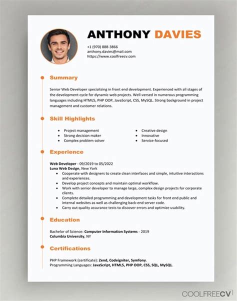 simple curriculum vitae format pdf in word