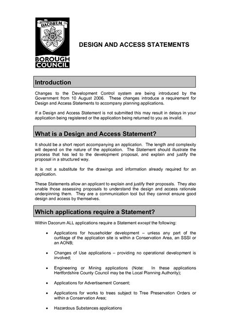 simple design and access statement example
