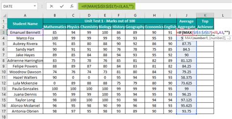 simple excel formulas list with examples