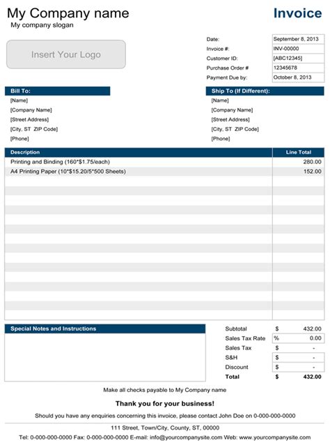 simple excel invoice template with database free download
