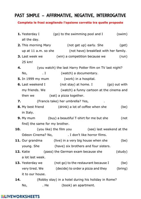 simple past regular verbs affirmative negative interrogative exercises pdf