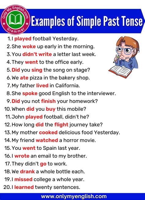 simple past tense examples with answers for class 8