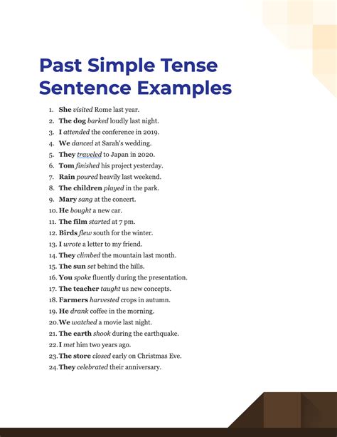 simple past tense examples with answers pdf