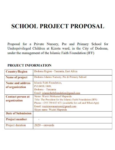 simple project proposal example for school