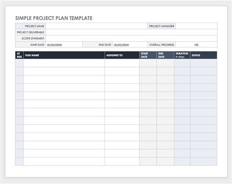 simple project work plan template word