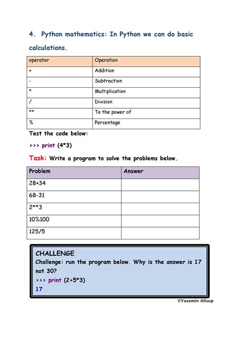 simple python activities
