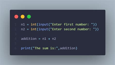 simple python code to add two numbers