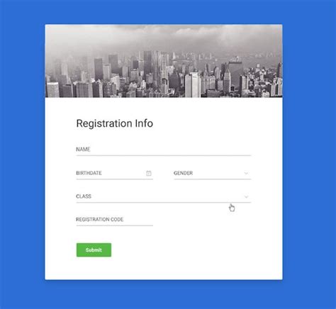 simple registration form in html css template