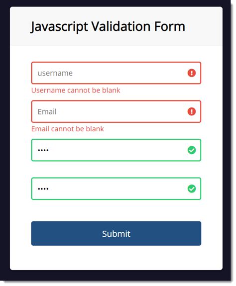 simple registration form validation in javascript with example