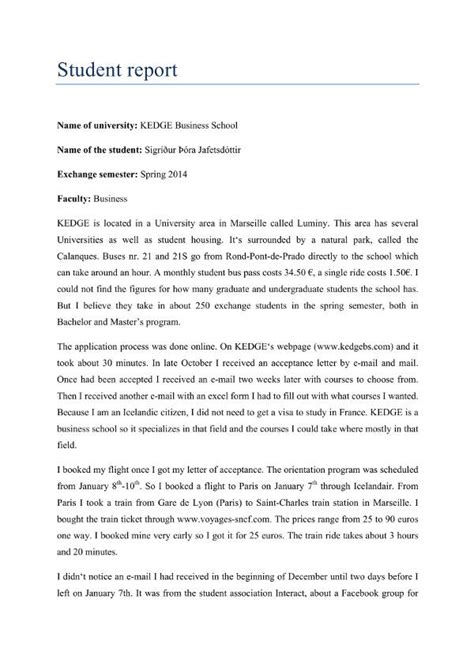 simple report examples for students