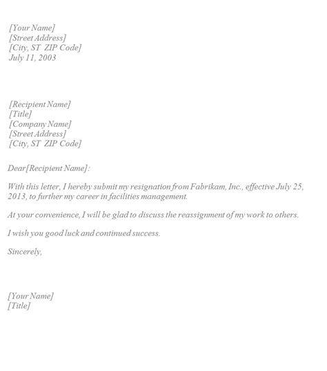 simple resignation email example