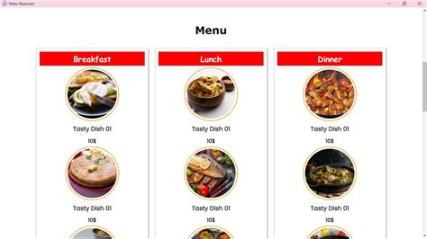 simple restaurant menu html code