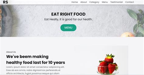 simple restaurant website html code with source code