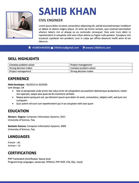 simple resume pdf format in word