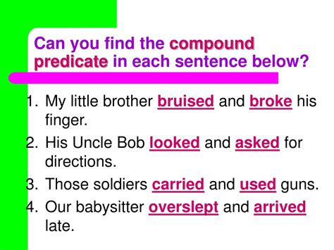 simple sentence with compound predicate examples