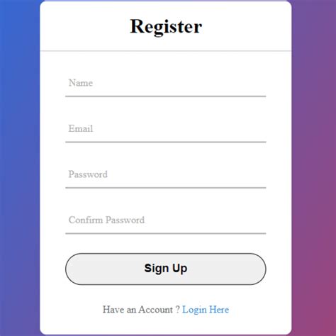 simple signup page in html with css code