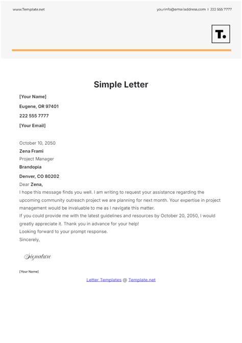 simple task letter example