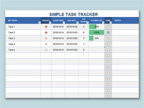 simple task tracker excel template free