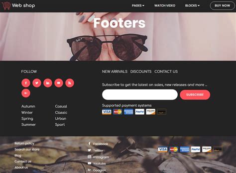 simple website html code with header and footer