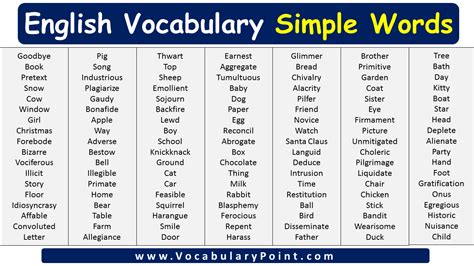 simple words examples