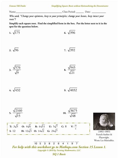 simplify square root practice problems