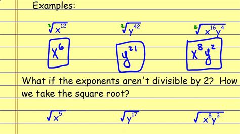 simplifying square roots with exponents