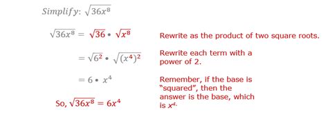 simplifying square roots with variables