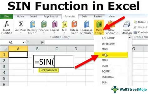 sin value in excel