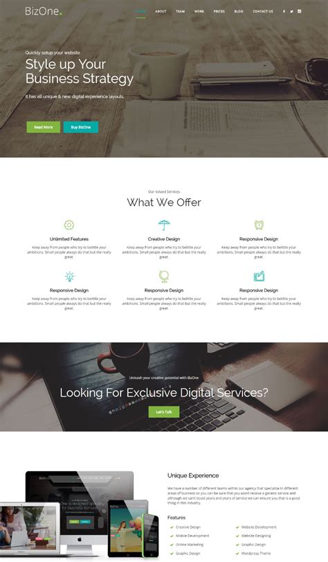 single page website examples html