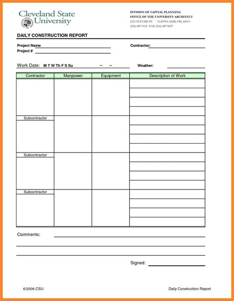 site report format excel