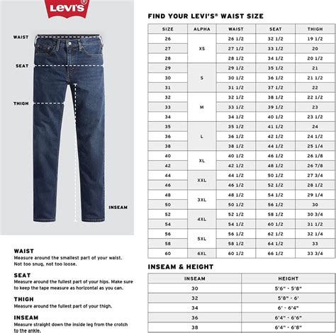 Size Chart For Levi S