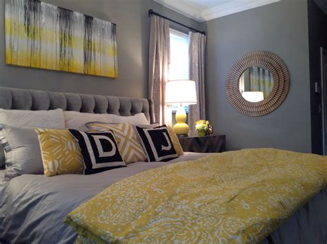 Small yellow and gray bedroom