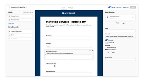 smartsheet form examples