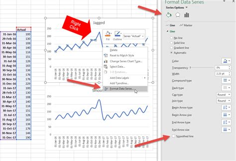 smooth all lines in excel chart