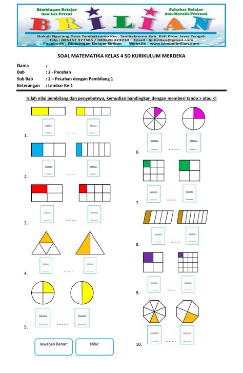 soal matematika kelas 2 sd bab pecahan kurikulum merdeka