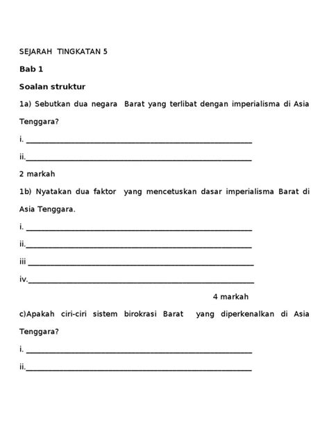 soalan kuiz sejarah tingkatan 5 bab 1