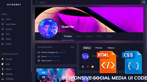 social media website source code html css & javascript