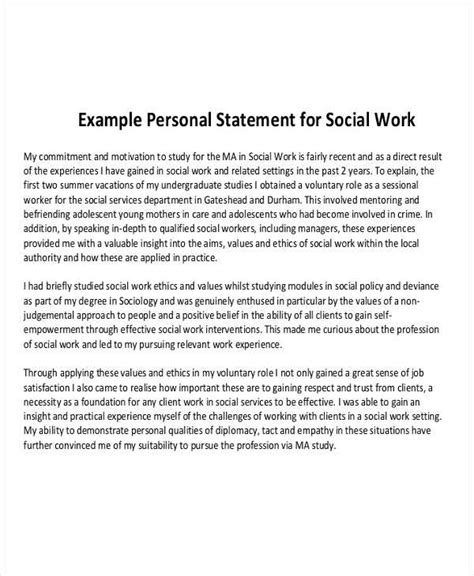 social work personal statement examples uk