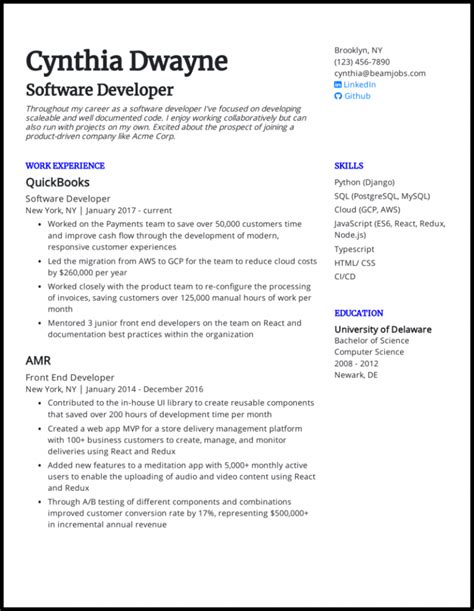 software developer cv template free docx