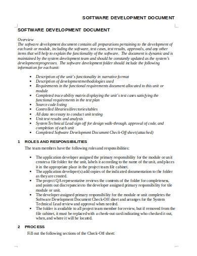 software development documentation format