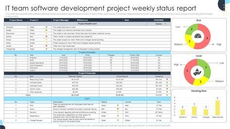 software development weekly status report template