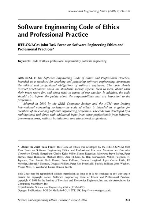software engineering code of ethics and professional practice pdf