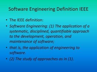 software engineering definition according to ieee