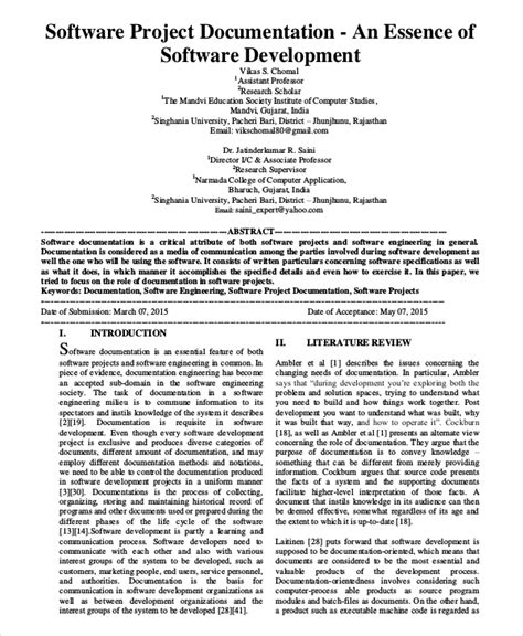 software project documentation sample