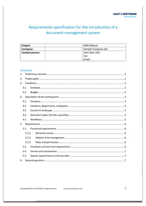 software requirement specification template word