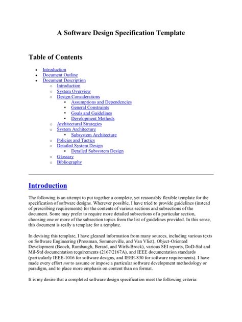 software specification example pdf